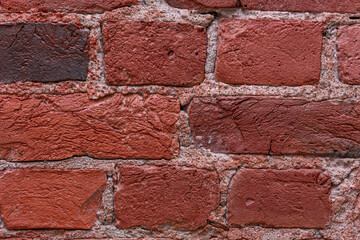 Background of old brown brick in different colors, masonry, texture
