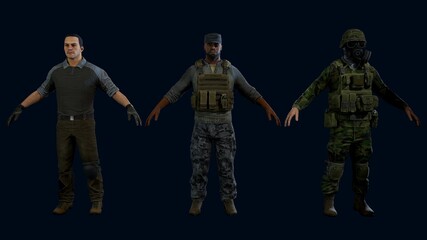 Military 3D-rendering, Male soldier 3d model