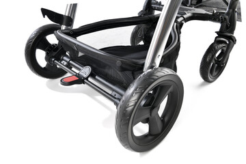 Close-up of baby stroller brake  
