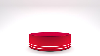 Blank product stand  red Podium - Minimal Round Pedestal and Copy Space - Product Presentation - 3d illustration