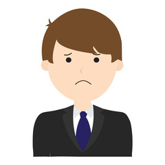 Man Avatar Business Sad Cartoon Illustration Vector