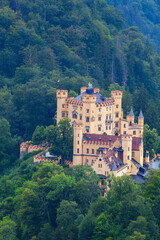 Fototapeta na wymiar Hohenschwangau Castle, Alpsee, Schwangau near Füssen, Allgäu, Upper Bavaria, Bavaria, Germany, Europe