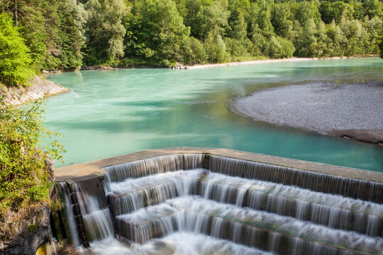 Lech Falls, Lech River, F&uuml;ssen, Ostallg&auml;u, Allg&auml;u, Schwabia, Bavaria, Germany, Europe