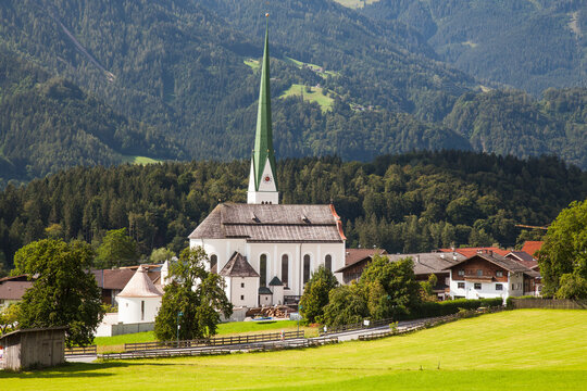 Parish church of,Wiesing in the Inntal valley, Tyrol, Austria, Europe