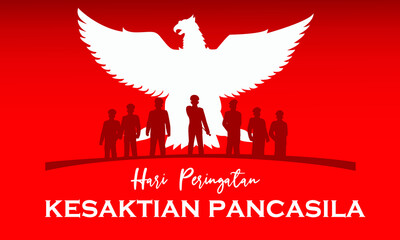 Indonesian Holiday Pancasila Day Illustration. Translation: October 01st, The Teks wrote with the Indonesian Language with translation: Happy Pancasila day.