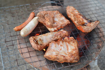 grilled meat on the grill