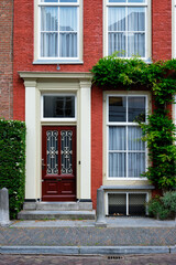 Fototapeta na wymiar Door and window of an old house in Utrecht, Netherlands