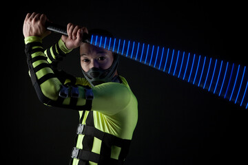 cyber man over black background