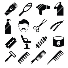 Set of barberhop tools icon Vector design illustration