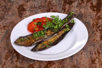 Grilled eggplant with bell pepper