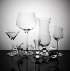 
Glass goblets on a light background