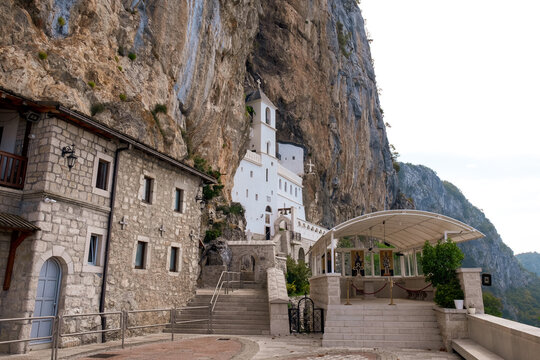 Ostrog monastery in Montenegro. Church of the Holy Cross are in rock