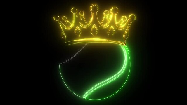 Tennis Ball in Golden Royal Crown. Concept of success in tennis sport. Tennis - king of sport.