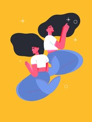 Pisces zodiac sign. Magic male characters. Hand drawn abstract graphic illustrations with zodiac astrological contemporary signs symbols collection set.Twelve astrological poster. Cartoon flat style.