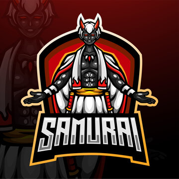 Samurai devil mascot esport logo design