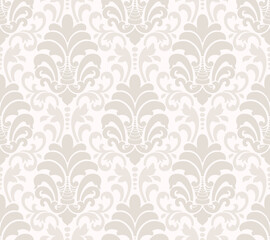 Damask seamless pattern element. Vector classical luxury old fashioned damask ornament, royal victorian seamless texture for wallpapers, textile, wrapping. Vintage exquisite floral baroque template.