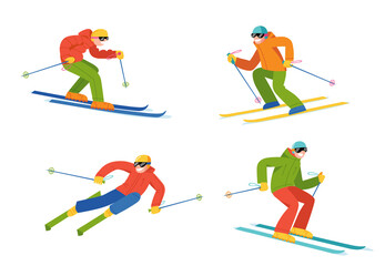 People doing winter sports in flat vector style.