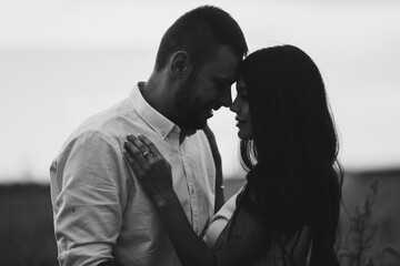 Portrait of beautiful young couple in love spend a lot of time together