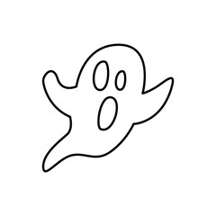 Naklejka premium Halloween ghost hand drawn line icon. Editable stroke