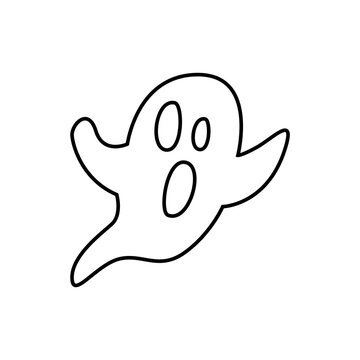 Halloween ghost hand drawn line icon. Editable stroke