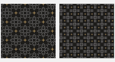 Decorative background patterns. Seamless wallpaper texture. Black and white