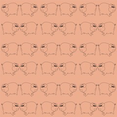 Smiling Pig Cute Illustration, Cartoon Funny Character, Pattern Wallpaper 