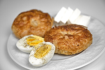 Boyoz, egg and cheese close-up details
