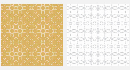 Background, geometric patterns. Gray and white, gold. Vector illustration
