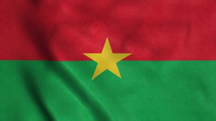 Burkina Faso flag waving in the wind. National flag of Burkina Faso. 3d illustration