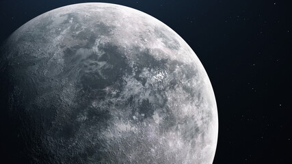 The Moon with stars in the background. 3d illustration