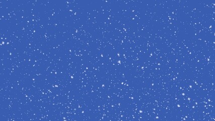 Falling particles snowflakes on blue background. 3d illustration