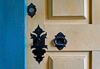 Ancient colonial door detail, Sao Joao del Rei, Minas Gerais, Brazil 