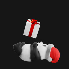Panda in Santa Claus hat mascot 3d render © Feelplus Creator