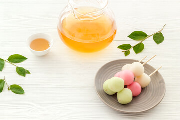 Japanese traditional dessert - three colored dumplings cakes