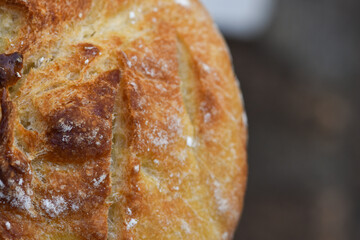 Homemade rustic natural fermentation bread. detail.
