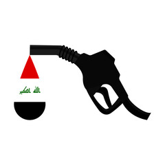 Gasoline pump gun and iraq flag on white background
