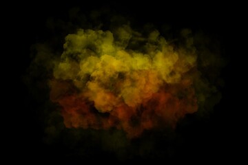3d Yellow orange color splash on abstract black background
