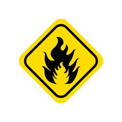 Yellow fire sign on white background,vector