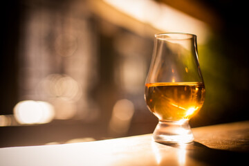 Close up shot a Glencairn whisky glass