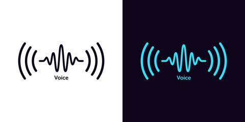 Sound wave icon for voice recognition in virtual assistant, speech signal. Abstract audio wave, voice command control - obrazy, fototapety, plakaty