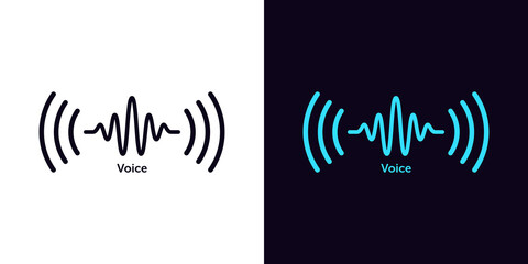 Sound wave icon for voice recognition in virtual assistant, speech signal. Abstract audio wave, voice command control