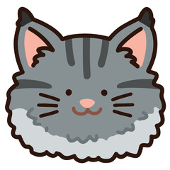 Outlined adorable Maine coon cat head