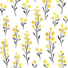 seamless watercolor floral pattern with yellow flowers