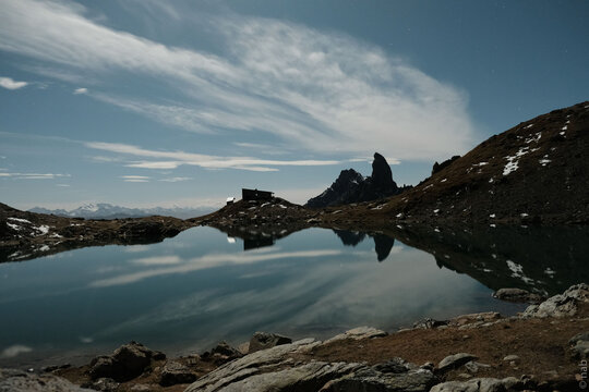 Pierra menta by night with reflection in the lake Presset