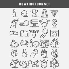 bowling icon set