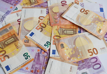 Euro currency. Euro cash closeup. Euro bancnotes background.