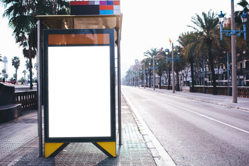Empty advertising stand mockup on street © BullRun