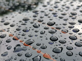 water drops on a metal background