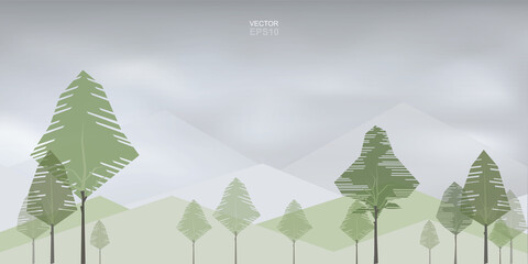 Trees background. Abstract natural for landscape design and decoration. Vector.