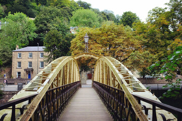 Fototapeta na wymiar Jubilee Bridge, Matlock Bath, Derbyshire, UK